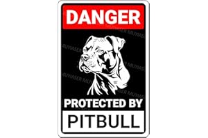 MUYIASER Danger Protected By Pitbull Beware Of Dog Sign Aluminum Metal Tin Signs Door Sign Warning Sign For Fence Gate Yard Home Wall Decor 8x12 Inch