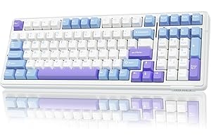 AULA F99 Mechanical Gaming Keyboard,BT5.0/2.4GHz/USB-C Hot Swappable Custom Keyboards with Five-Layer Padding,Pre-lubed Switches,8000mAh Battery,RGB Wireless Keyboard for PC/Tablet,Blue&Purple