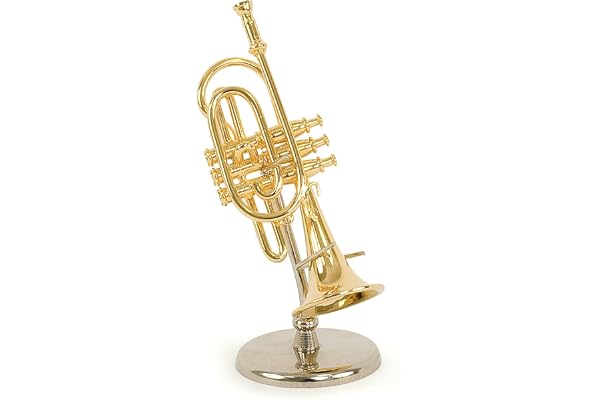 Trompette Miniature Hauteur 11,5 cm Livré dans Un Coffret avec Support déco Miniature Musique
