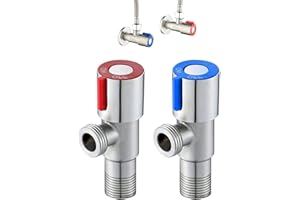 BNOYONERAS 2 Pezzi Valvola a Triangolo, Valvole Angolari In Acciaio Inox, Valvola Ad Angolo Del Rubinetto, Interruttore Rubinetto, Calda e Fredda, per Bagno, Cucina, Lavandino (Blu, Rosso)