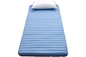 DECORN Floor Mattress Single Thickened 5cm, Soft Futon Mattress Tatami Mat Portable Roll Up Mattress Folding Sleeping Bed Pad for Home Camping Couch (blue, 80x190cm)