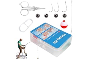 Duroecsain Survival Fishing Kit, Fishing Tackle Kit - Set von 24 Süßwasser Angelset - Kleine kompakte Combo -Ausrüstung mit Hülle für Teichstream Offshore Wade Pier Bank