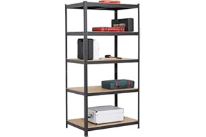 Yaheetech Estantería Metálica de Almacenaje 180 x 90 x 60 cm 5 Niveles Estante de Pie para Trastero Garaje Sótano Cocina Carga de 875 kg