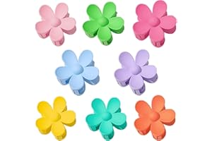 Aniuge Flower Claw Clips,Matte Flower Hair Clips,Cute Claw Clips for Thick Hair,Non-Slip Strong Hold Hair Styling Accessories for Medium to Thick Haired Women and Girls(8Pcs/Bright Colors)