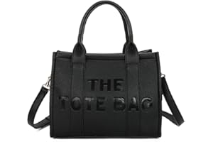 LeahWard Ladies Small Tote Bag, Embossed Text Design, Detachable Shoulder Strap