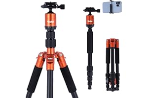 Rollei Compact Traveler No.1 Arancione, 143cm Treppiede Fotocamera in Alluminio Cavalletto Fotografico Leggero Viaggio con Testa a Sfera Arca Swiss Fotografia Tripod e Monopiede per DSLR e Smartphone