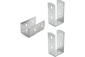 DOJA Barcelona | Soporte en U | Pack 2 | Soporte Poste Madera en U | 61x45x100mm | Espesor 2mm | Zinc Galvanizado | Base Poste Madera para Anclaje Pared, Pergolas de Madera, Postes para Vallas...