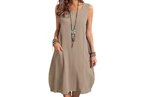 ZANZEA Women Summer Dresses Cotton Linen Dress Plus Size Short Sleeve Baggy Printed Casual Midi Dresses with Pockets