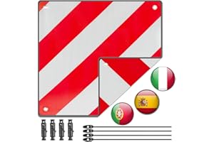 Rppiup Warntafel Fahrradträger Aluminium, 2 in 1 Warntafel Italien Spanien mit 4 Spanngurte, Reflektierend Rot Weiß Warnschild 50x50cm für Fahrradträger, Heckanhänger, Auto, Wohnmobil, Camping