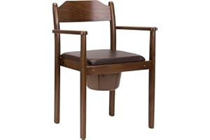 MaJSL DUHA Chaise percée hygiénique en bois de qualité supérieure - Seau amovible avec couvercle - Aide aux toilettes certifiée (marron foncé)