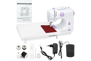 AISCHENS Macchina da Cucire Elettrica Portatile per Principianti Regalo Strumento fai da te, 12 modelli di Cucitura Automatica Velocità Regolabile, 2 Metodi di Ricarica con Pedale Scaffale e Accessori di Base