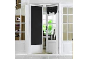 Kisbeibi 2 tende oscuranti pieghevoli per porte francesi, doppia privacy, avvolgibili, colore nero