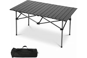 Campingbord vikbart 96 x 57 cm, fällbord med rullbar bordsskiva och bärväska, fällbart multifunktionsbord, fällbart bord höjd