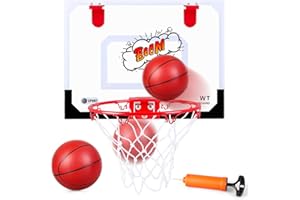 BODERAM Mini Basketball Hoop Toys Over The Door Or Wall Mount, Indoor Basketball Hoop Set with Ball and Pump, Sports Toy Gifts for Kids and Adults Age 3+