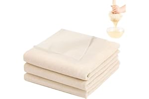 AMSGANK 3 Pièces Étamine Alimentaire, 2 Pièces 50x50cm + 1 Pièces 100x100cm Filtrant Tissu en Coton Non Blanchi Mousseline Lavable et Réutilisable pour Filtrer Vin Tofu Fromage