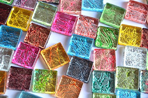 30 Stück Mosaiksteine mit auffälligem Muster bunt, 15x15mm ca.58g - 3
