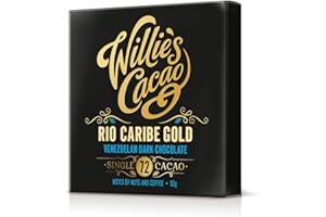 Willie's Cacao - 72% Rio Caribe Dark Chocolate - 50g - Coffee, nutty notes - Single estate Venezuelan cocoa - Vegan - Artisan made