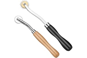 BUOKKON 2 Pcs Tracing Wheel, Tracing Wheel Sewing Tools, Needle Point Rotary Cutter Wheel, Stitch Marker Wheel Tool for Leathercraft DIY Stitch Marker Tool