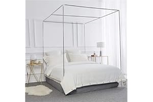 Lqdpdd Moskitonetzhalter Vier Eckbett,Edelstahl Baldachin Moskitonetz Bettüberdachung Baldachin Rahmen Gestell für Twin/Full/Queen/King Size/California King,21mm,2×2.2m (6.5×7.2ft) Bed