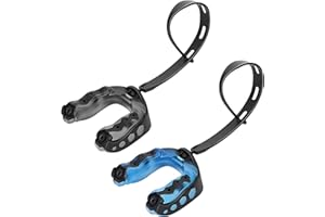 CINSERSR Athletics Mundschutz Mit Riemen 2 Stück - Geeignet für American Football, Kampfsport, Mma, Boxen, Taekwondo, Hockey - Großes Schwarz Und Großes Blau