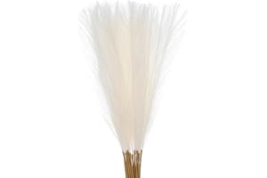 sourcing map 18Pcs Faux Pampas Grass,21"/55cm Fluffy Fake Pampas Grass Decor Tall Artificial Pampas Grass for Living Room Party Wall Vase Wedding Decoration,Cream
