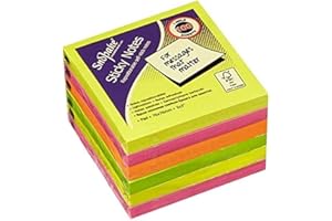 Snopake 76 x 76 mm Neon Assorted Sticky Notes Pack of 6, 100 Sheets per Pad 13527