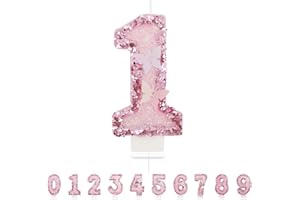 PARTYHAUSY Candele Compleanno 1 Anno,3D a Farfalla Candele, Numero 1 Candele di Compleanno Rosa Candele Torta Decorazione, Adatto A Feste di Compleanno Festa Baby