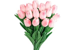 Konstgjorda tulpaner blommor 15 stycken PU äkta touch latex konstgjorda tulpaner 34 cm konstgjorda blommor falska tulpaner ve