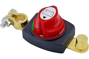 Ampper Top Post Battery Disconnect Switch, 12-48 V Battery Power Cut Master Switch Disconnect Isolator for Car, Vehicle, RV and Boat (Negative, On/Off)