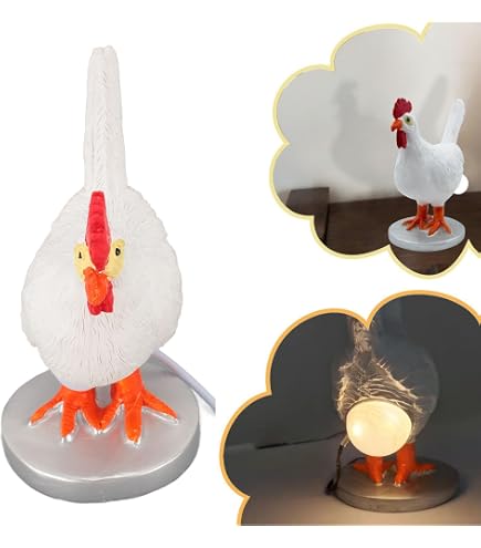 Lampada Notturna LED A Forma Di Uovo Di Gallina Realistica - In Resina, Luce Calda, Alimentazione USB