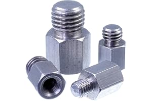 SECCARO Pieza reductora M6 a M10, acero inoxidable V2A VA A2, diseño hexagonal, rosca interior y exterior, 5 piezas