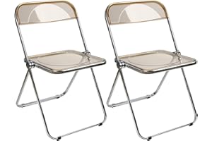 LANTUS Lot de 2 Chaise de Cuisine Pliante, Chaise Pliable de Salle à Manger Chaise Invité pour Bureau Chaise de Jardin en Métal-46 * 46 * 75cm (Ambre)-2PC