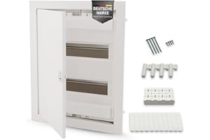 INTRATEC 100% SHOPPING Intratec Flush-Mounted Fuse Box [IP 40] Available with 1, 2, 3, 4 and 5 Rows - with Metal Door | Power Box | Flush-Mounted Distribution Box | Electrical Distribution Cabinet | Control Cabinet