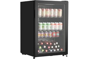 METRO Professional Mini Frigo per Bevande GSC2125B Con Porta in Vetro, 220-240V, 3 Ripiani Regolabili, Frigo Bar Silenzioso con Serratura, Frigo Da Ufficio, Bar, Gastronomia (Nero, 118 L)