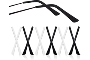 YIEJOYA Eyeglass End Tips, 10 paia di calze antiscivolo in silicone, a tubo, per eyewear Soft Replacement Tips Only for Thin Slim Wire Eyeglass Sunglasses Legs Black White …