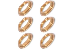 YOWFOND Lot de 6 écrous hexagonaux à bride en laiton, filetage intérieur 3/4", écrou de raccord sanitaire pour salle de bain, robinetterie de lavabo