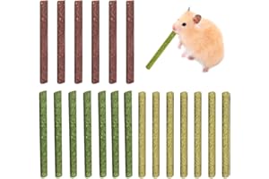 WeddHuis 20 Pcs bâtons de Foin Jouet à mâcher pour Lapin Cochon d'Inde Hamster Chinchilla friandise de Lapin, 3 Saveurs