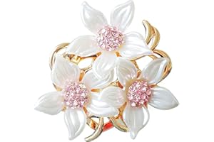 Merdia - Spilla elegante per donne e ragazze, motivo a fiori, con cristalli artificiali, peso: 17,6 g