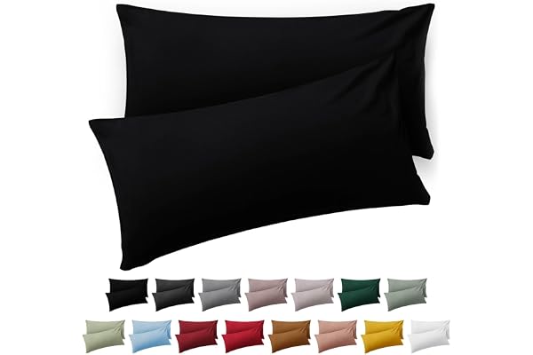 Blumtal Örngott 40 x 80 cm - set med 2 Örngott, svart, Örngott av mjuk Mikrofiber - tvättbart Örngott, Oeko-TEX-certifierat - för kuddar 40x80 cm