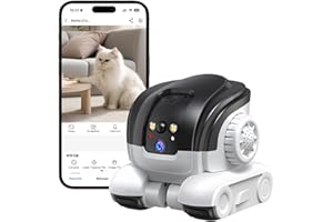 HUAJUN Haustierkamera Roboter, 1080P Dual Kameras Intelligente Roboterkamera, Blinkybot Camera mit IR-Nachtsicht, 2 Wege Audio, Bewegungserkennung, Videoaufzeichnung für Haustiere, Haus, Kids