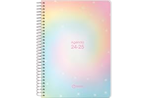 Dohe - Agenda Escolar 2024 2025 - Semana Vista, Tamaño A5 (15x21 cm), Cierre de Anillas, Español e Inglés, Septiembre a Junio, Material Escolar - KALON Stellar