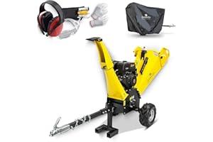 BAMATO Holzhäcksler HACK-150 | inklusive Abdeckplane | max. 120 mm Aststärke | inkl. Zubehör | 9 kW Motorleistung | 2000 min-1 Messerdrehzahl | Gartenhäcksler Benzin