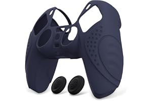 eXtremeRate PlayVital Funda de Silicona para ps5 Mando - Carcasa Protectora Suave y Antideslizante con 2 Tapas de Joystick, Compatible con DualSense, Accesorio para ps5 (Edición Guardian-Oscuro Azul)