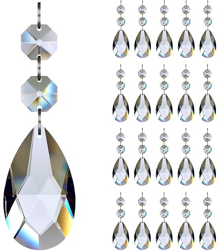 10 Prismi Di Cristallo Trasparenti A Goccia Da 38mm - Acchiappasole Con Anelli E Ganci In Acciaio - Perfetti Per Lampadari, Decorazioni Natalizie E Feste - 2