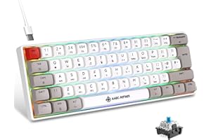 MAGIC-REFINER MK21 60% Percent Mechanical Keyboard UK Layout Compact 62 Key Mechanical Gaming Keyboard Light up RGB Backlit USB C Gaming keyboard Compatible with PC, Laptop, PS4, PS5 - Blue Switch