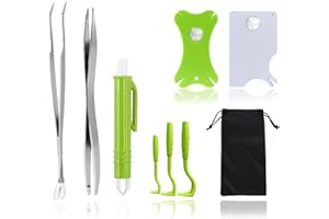 DOINEUFL Tick Tweezers for Dogs Cats Humans - 3 Tick Hooks, 2 Tick Tweezers, Tick Tweezers Human, Tick Collar for Dogs Set with Stainless Steel Tweezers & Magnifying Glass - Tick Removal for Pets