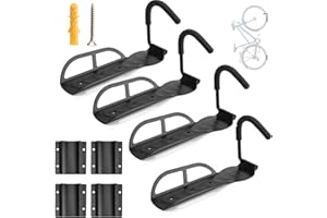 Vousile Supports Mural Pour Vélos, 4X Porte Vélos à Fixation Mural, Crochets Pour Garage à Vélos avec Crochets pour Rangement Supports