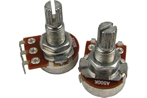 IKN A500K Mini Potentiometer Audio Taper Pots with Bayonet L18mm Short Split Shaft for Electric Bass Guitar Control Tone Volume Parts, Pack of 2PCS