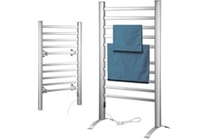 Bakaji 2832768 Radiador Toallero Eléctrico Bajo Consumo Aluminio, 10 elementos, 2en1 suelo o pared