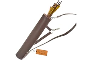 BANTORO CRAFTS Carquois de tir à l'arc en Cuir – Sac bandoulière Traditionnel à la Taille et à la Hanche avec bandoulière réglable pour Le tir et la Chasse